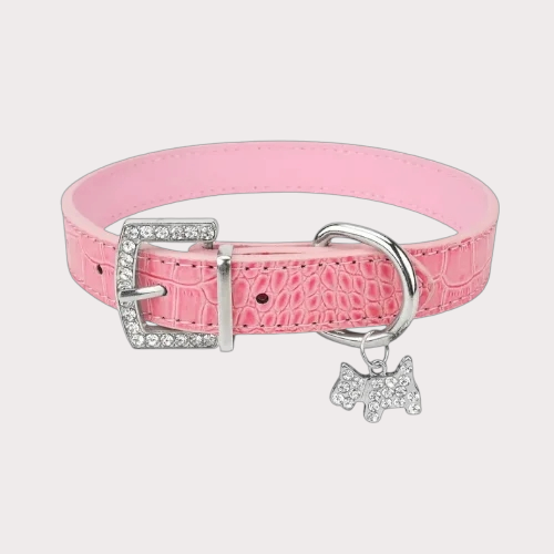 Collier pour chien avec pendentif chien, rose 