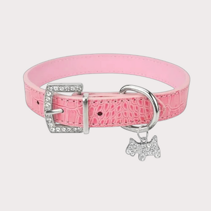 Collier pour chien avec pendentif chien, rose 