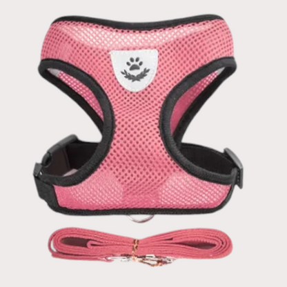 Harnais pour chien et chat avec laisse coloris rose 