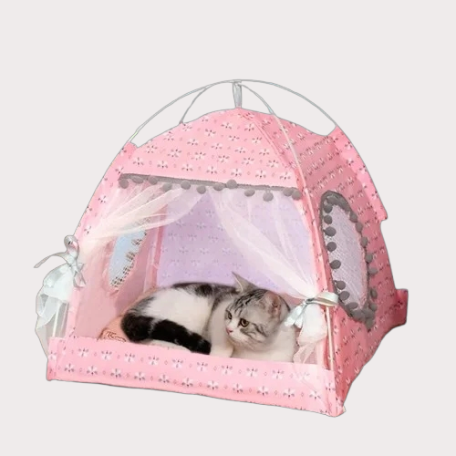 Panier pour chat tente royale rose