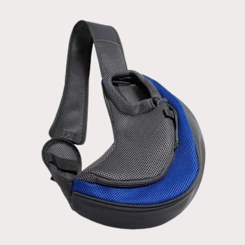 Sac de transport pour chien forme banane coloris bleu 