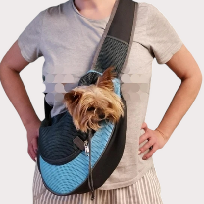 Sac de transport pour chien forme banane modèle d'utilisation 